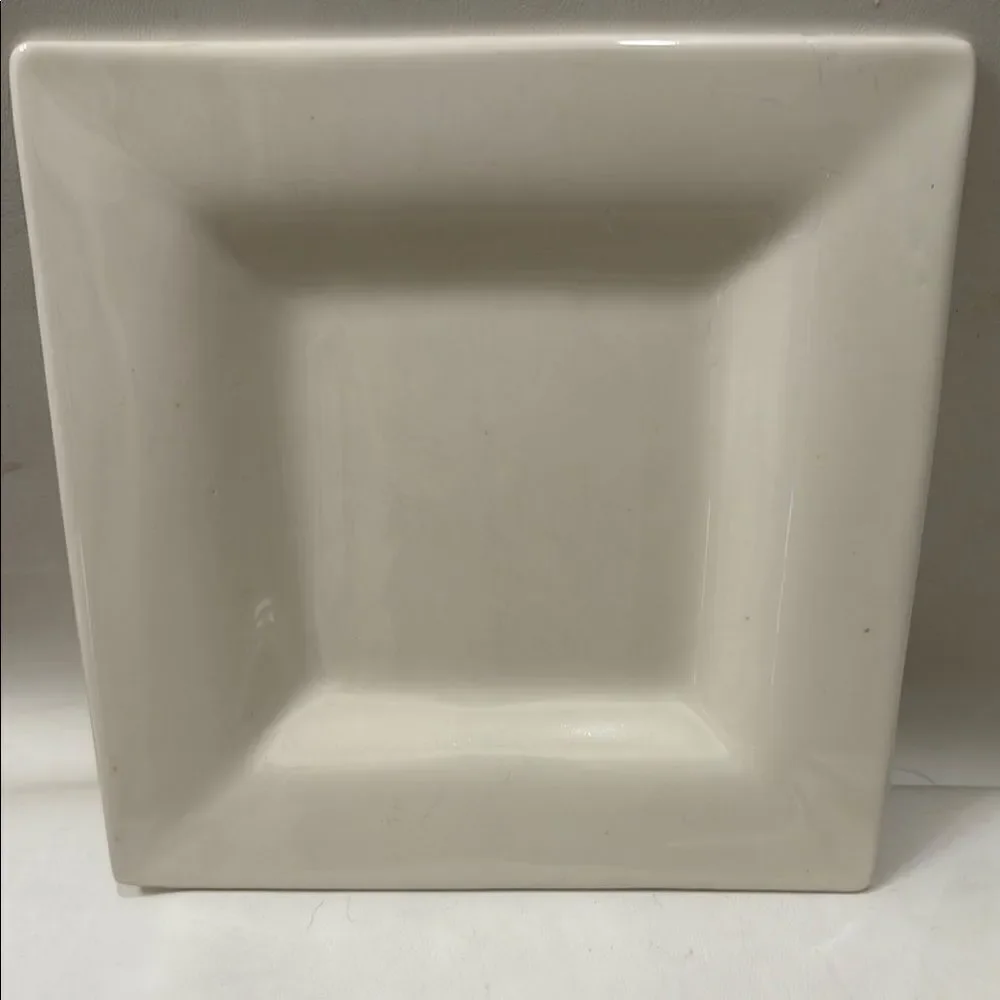 Pottery Barn White 9 1/4 Square Saucers Dinnerware Set Of 2 Heavy Durable
